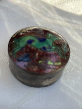 Silver Greyhound Enamel Pill Box