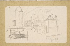 Jules PONCEAU drawing Paris Place du Châtelet 1905 study for painting/watercolor