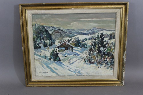 Chalets montagne huile - ''chalets, montagne''