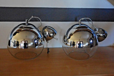 Lot de 2 x Luminaires boules en verre chromées à mi hauteur Ø 25cm