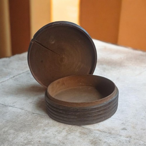 Boîte ronde ancienne bois - boîte,