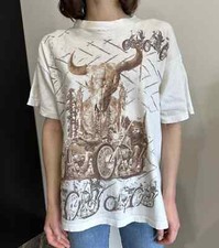 VINTAGE 1990s 1999 T-SHIRT TEE BIKER SKULL INDIAN MOTO CHOPPER MENS size M