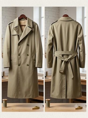 Trench homme long beige double
