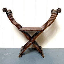 Curule Dagobert Pincer Armchair High Epoch Style Wood Carved 19th Century