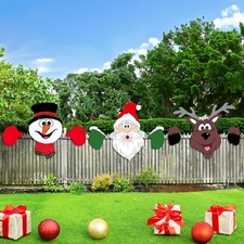3 Pcs Decoration Noel Exterieur pour Clôture, 40cm x 30cm Pere Noel Exterieur...