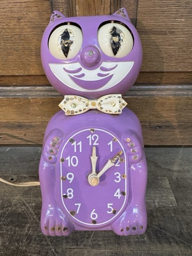 Vintage purple kit cat - purple, clock