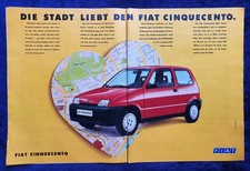 Fiat Cinquecento Original Advertising from 1993 Double Sided!!
