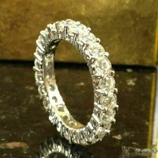 Bague anniversaire alliance diamant 4,50 carats or blanc 14 carats taille sim...