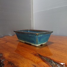 Japanese Bonsai Pot Tokoname 14cm×8.5cm×5cm Rectangle vintage Japan 万光 signed
