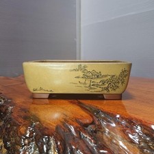 Japanese Bonsai Pot SETO 文山 瀬戸 Rectangle 14.5×10.5×5cm Vintage Japan