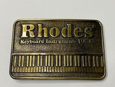 Rhodes Keyboards Instruments Fender Rock Country Music USA Belt Buckle Vintage