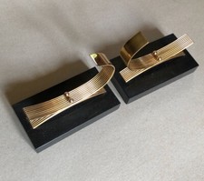 Serre-livres en métal doré montés sur marbre — Gold Starry — années 50.