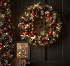 Couronne de Noël Lumineuse LED 40cm - Décoration Extérieure/intérieure Réaliste