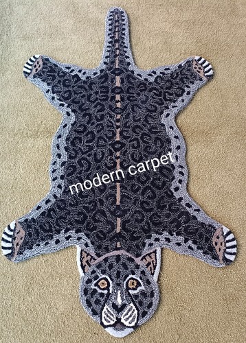 Tapis léopard fait main - , %
