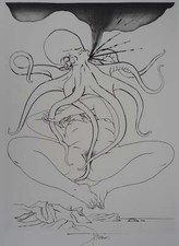 Pierre-Yves TREMOIS: L’amour du octopus, original signed engraving