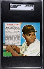 1952 RedMan Tobacco Monte Irvin New York Giants NL-9 (Without Tab) AUTHENTIC