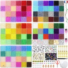 48690 Pièces 114 Couleurs Perles de Rocaille 2mm, Petites Perles Rocailles pour 