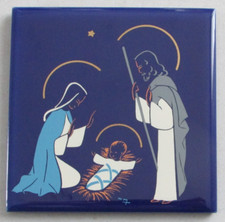 Tile religious wall decoration 10.7 cm² child Jesus Nativity Fernand Méry