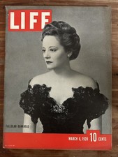 Life Magazine March 6, 1939 Tallulah Bankhead Pompadour & Decollete Gown