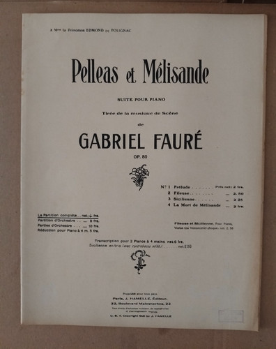 Partition ancienne pelleas - ancienne,