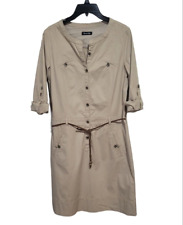 Women's Massimo Dutti Women Beige Dress Robe Shirt Roll Up Cotton Size 42