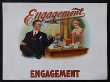 Ancienne étiquette BOITE CIGARE ENGAGEMENT old box cigar label
