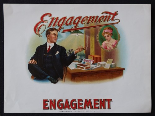 Old label cigar engagement box - old,
