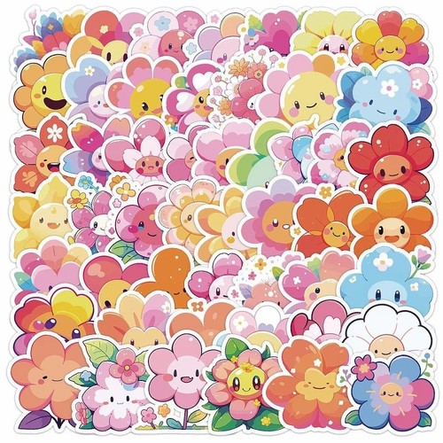 Stickers fleurs souriantes - 50,