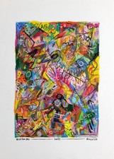 Archiboldo Abstract Painting Contemporary Art Signed Oily Chalk Oil