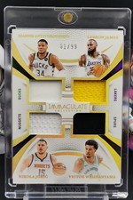 1/99 JSY #1/1 2024-25 Immaculate Lebron James Victor Wembanyama Quad Patch