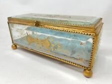 Glove box glass 19th century painted & velvet antique glass box 19th century 