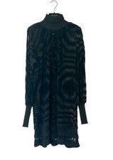 1990s Y2K Jean Paul Gaultier Maille black silk devore knit turtleneck dress L