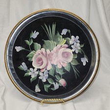 Vintage Pilgrim Art Tole Hand Painted 11" Serving Tray