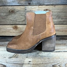 Diba True Sereta Suede Bootie - Cognac - 7.5 - Cognac Leather