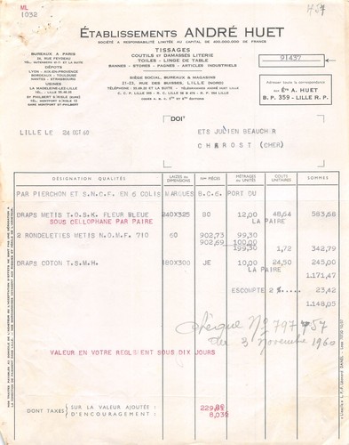 1960 tissages ets andre huet - 1960,