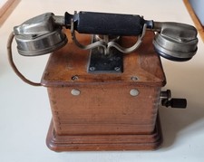 Vintage Art Deco Old Wood Phone v. 1920 Old French Antique Rare Burgundy