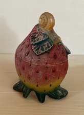 Sugar box glassware of Portieux snail on strawberry garden nature 1900 fair