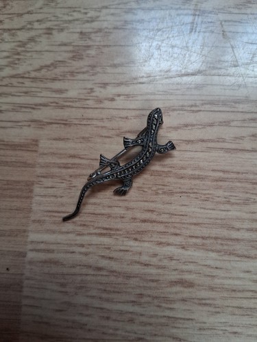 Broche lézard argent - en,