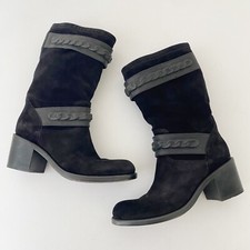 Free Lance Paris Suede Boots Shoes w Heel Black Size 40