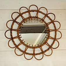 Miroir Soleil en Rotin Vintage