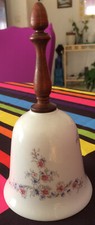 old porcelain table bell / wooden handle 19.5cm Bavaria Germany 1975