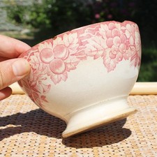 Antique Creil et Montereau 619 earthenware bowl / vine / grape / liseron