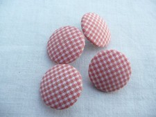 4 Antique Plaid Fabric Buttons