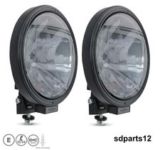 2 Phares Halogènes 12V 24V Fumée Rond Projecteur Longue Portée + Veilleuse ECE