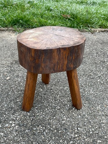 Ancien tabouret bas tripode - ancien,