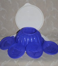 🌟TUPPERWARE Moule à Charlotte Complet Plat Couvercle Fond 7 Pièces Ø 20 cm Bleu