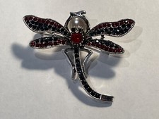 Bijoux Broche en Forme de Libellule avec Pierre Centrale Rouge (154-45/A1-53)