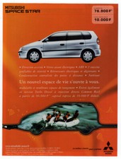 2001 MITSUBISHI Space Star Vintage Original Print AD | Silver car photo rafting