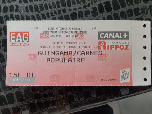 Ticket foot guingamp - ticket,