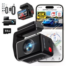 REDTIGER A4 Dashcam vorne und hinten 4K, 5,8GHz WiFi, 2" Screen, Hardwire-Kit